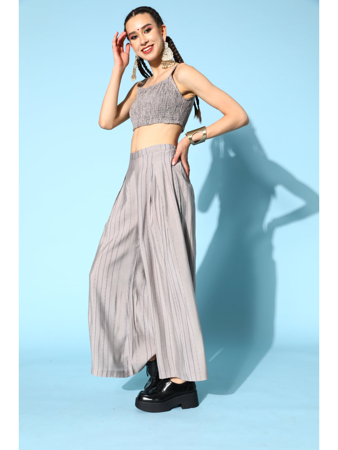 Cotton Printed Regular Ethnic Set (Grey)