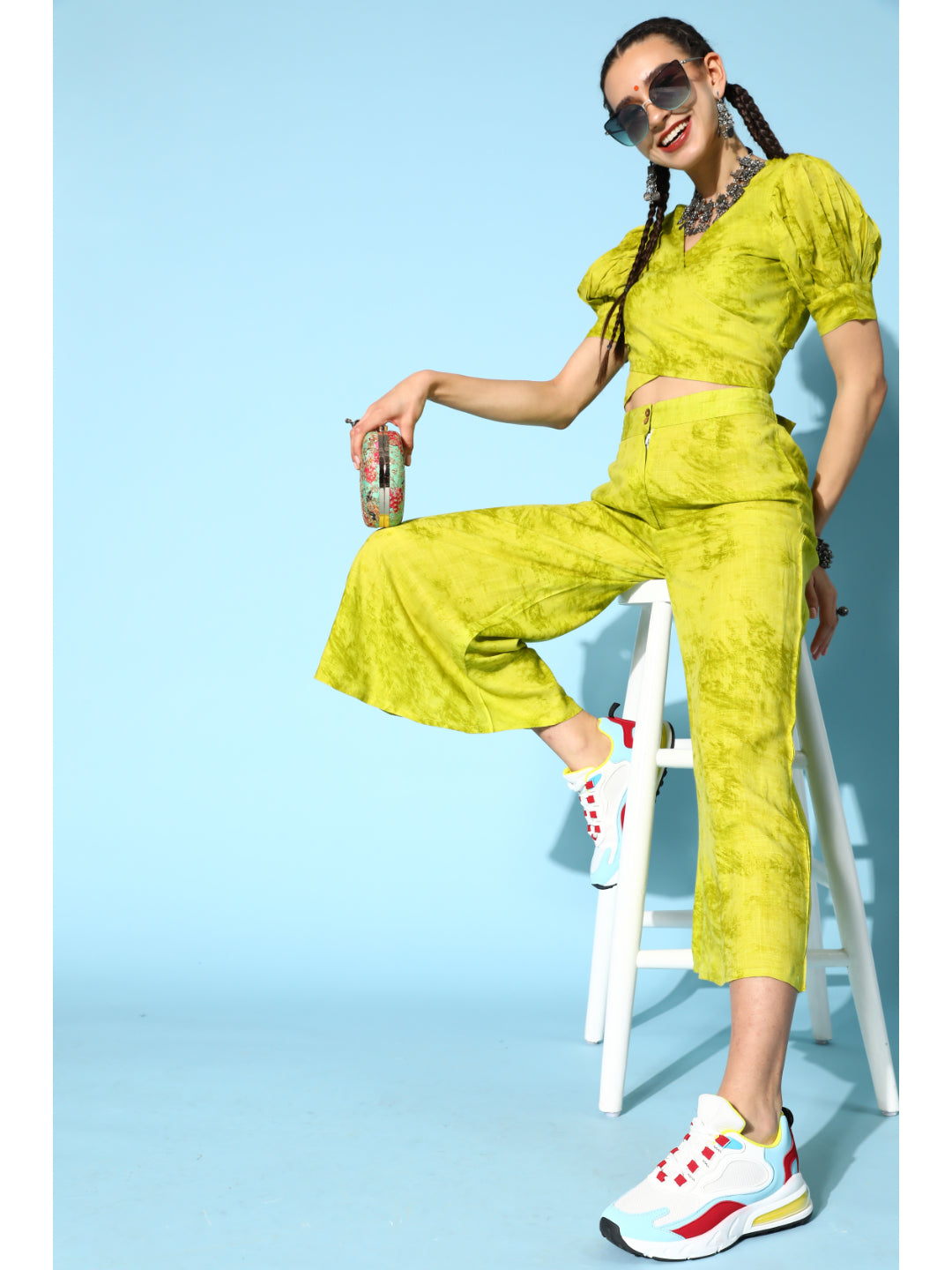 Rayon Dyed Regular Ethnic Set (Green)