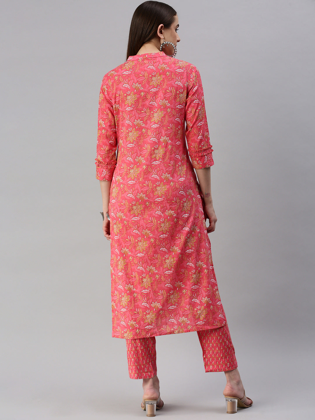 Cotton Floral Straight Kurta Set