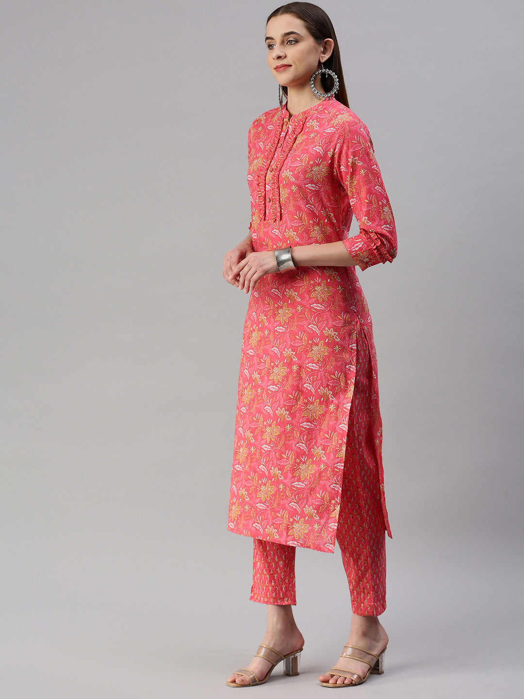 Cotton Floral Straight Kurta Set
