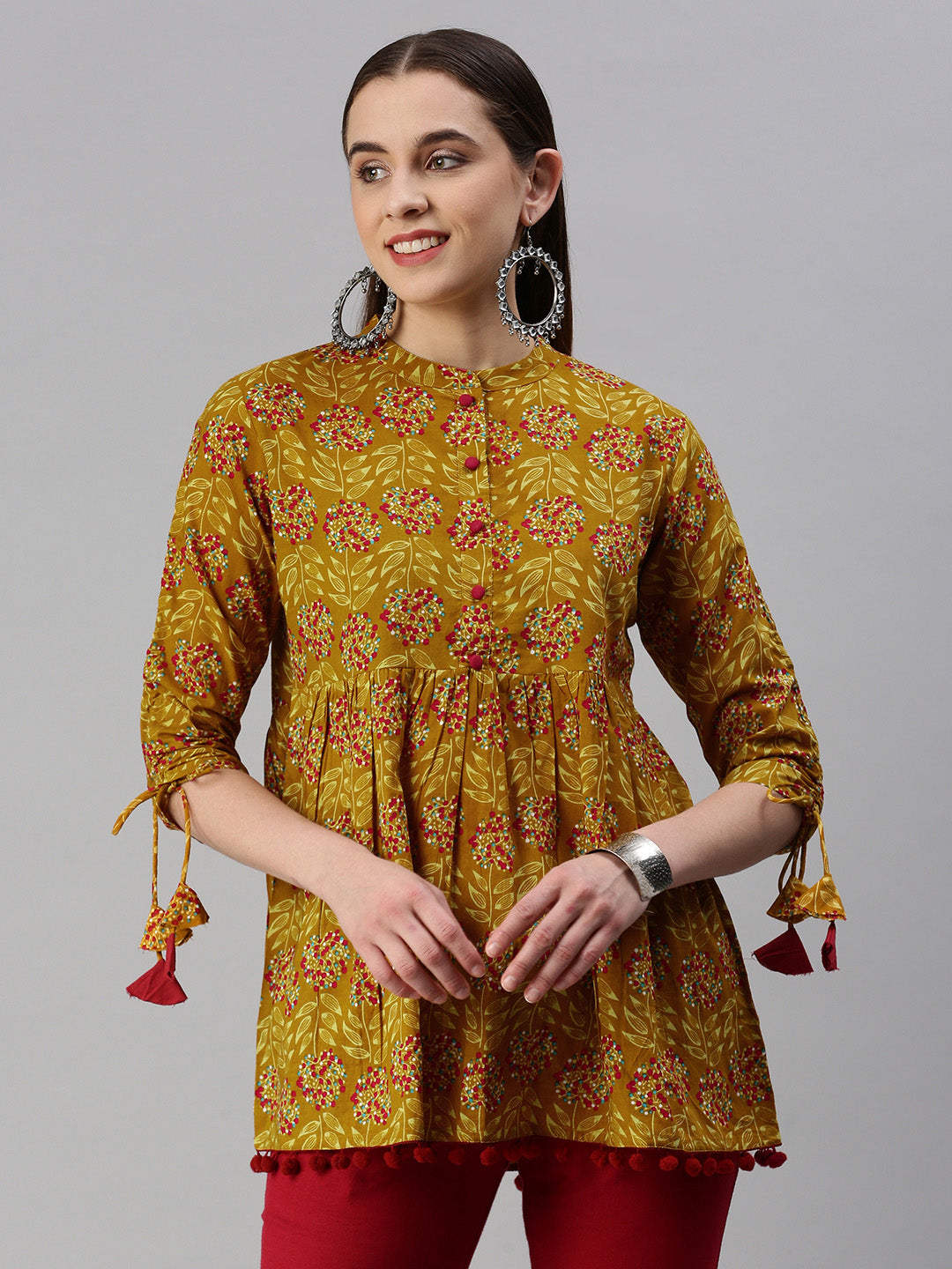 Cotton Floral Peplum Top