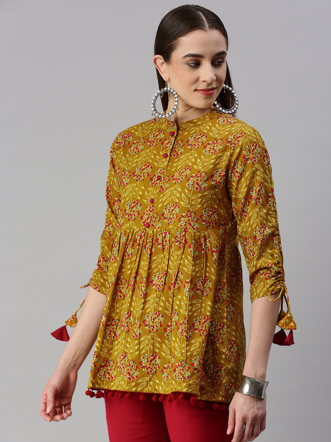 Cotton Floral Peplum Top
