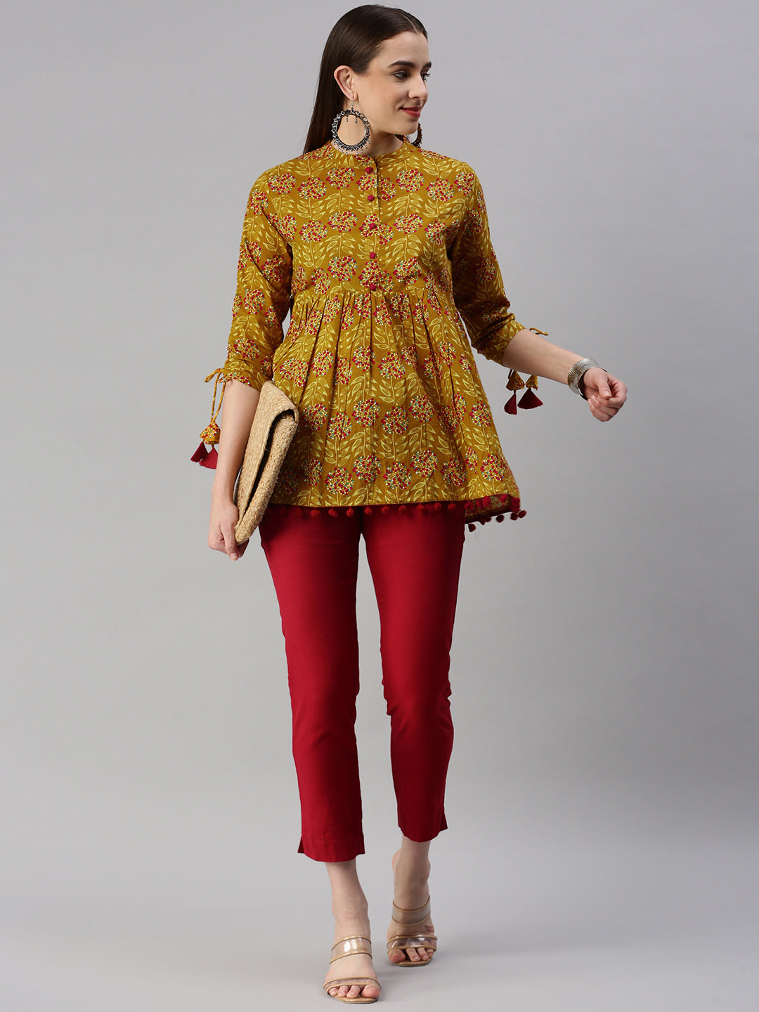 Cotton Floral Peplum Top