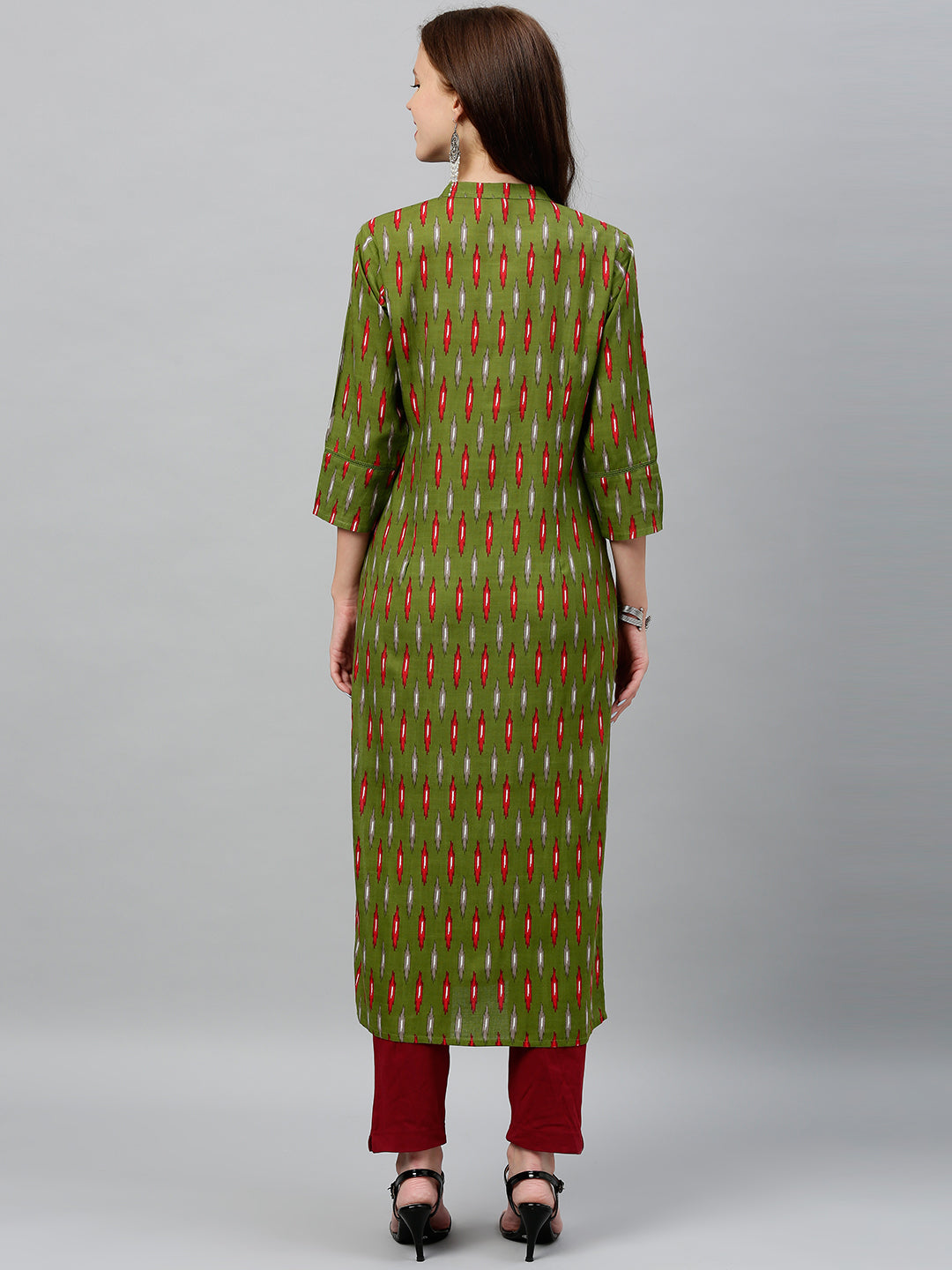 Rayon Ikkat Print Straight Kurta