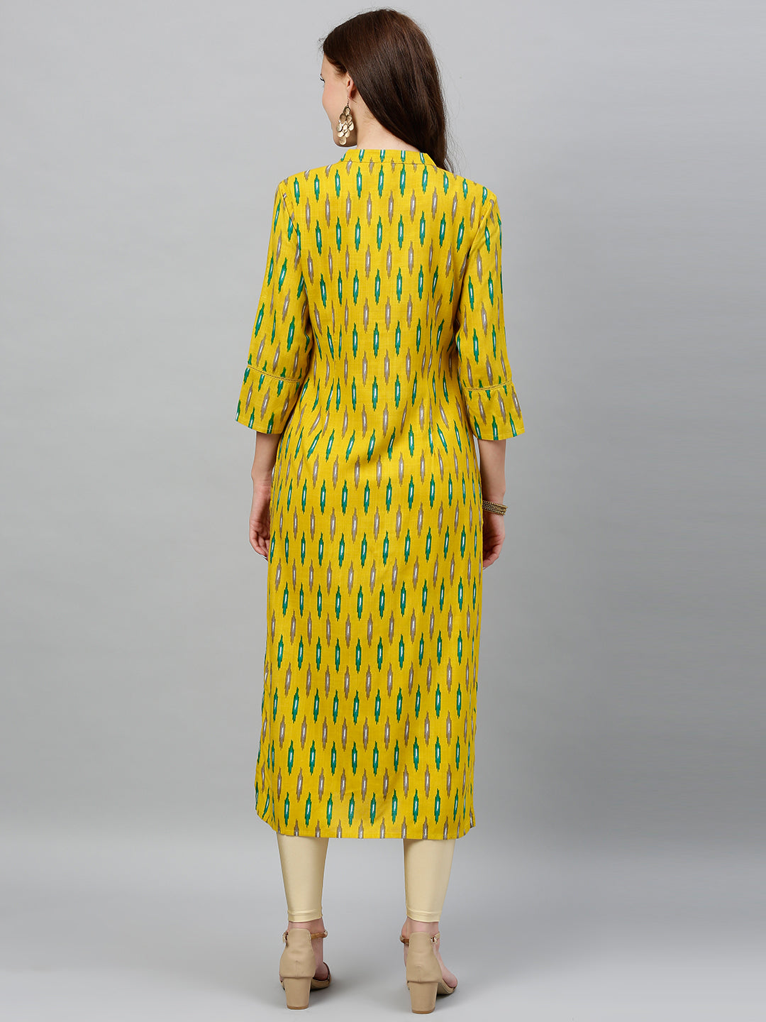 Rayon Ikkat Print Straight Kurta