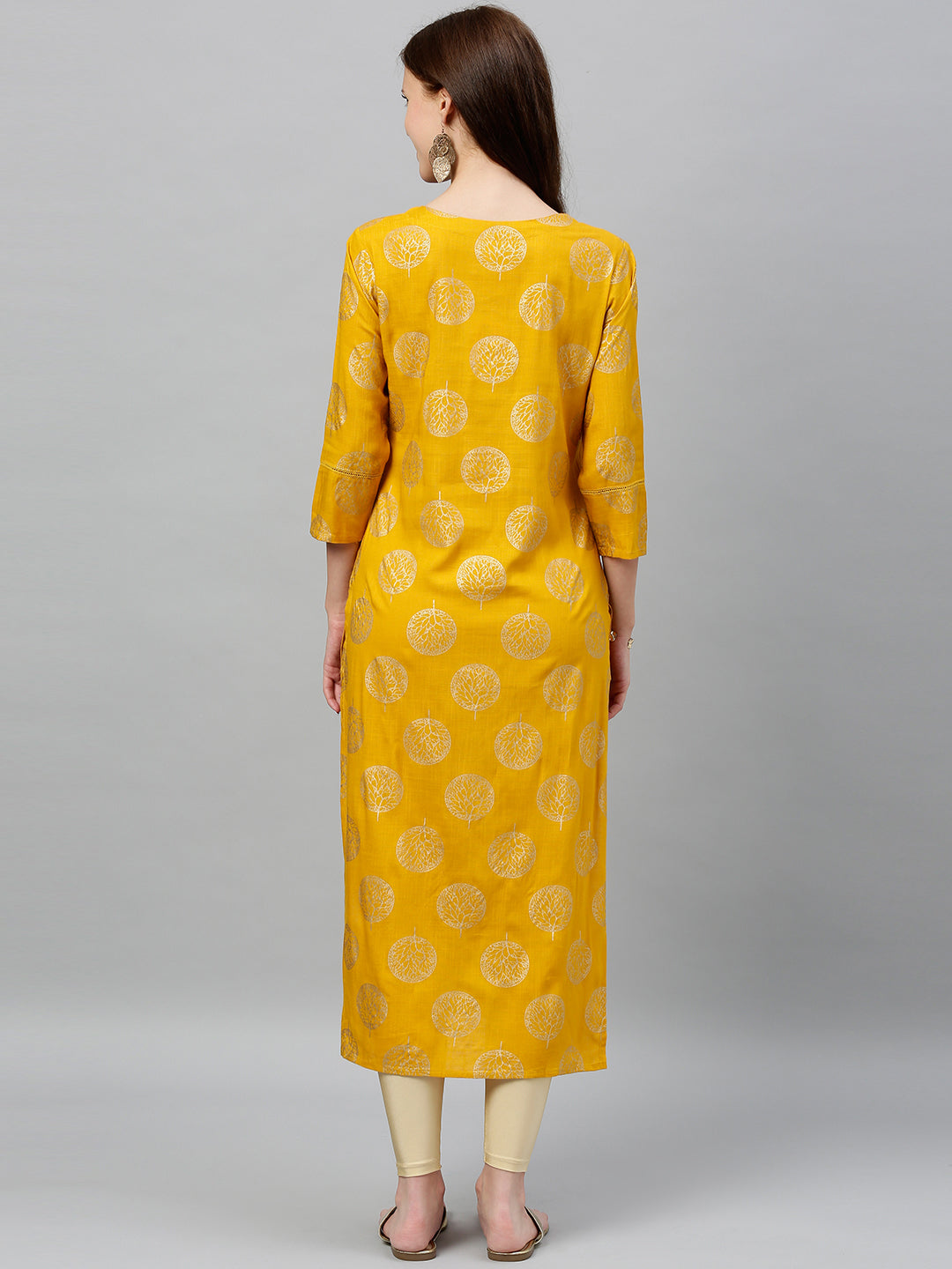 Rayon Gold Print Straight Kurta