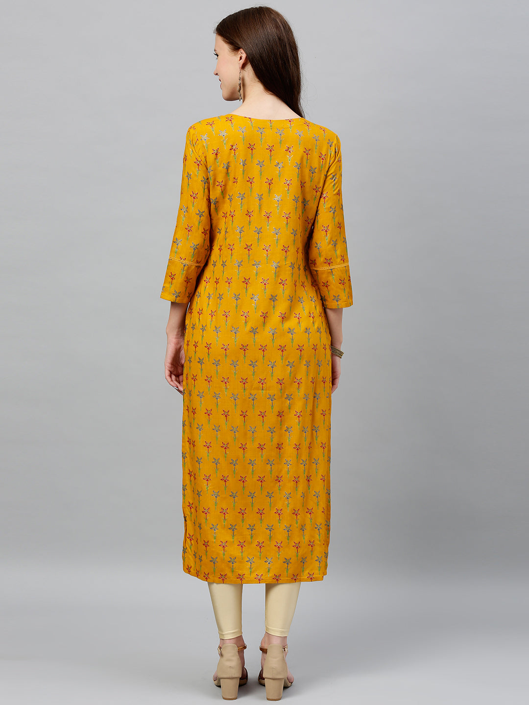 Rayon Floral Print Straight Kurta