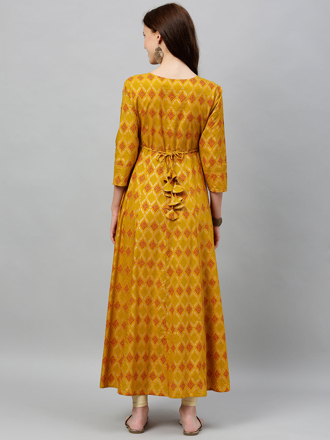 Cotton Gold Print Anarkali Kurta
