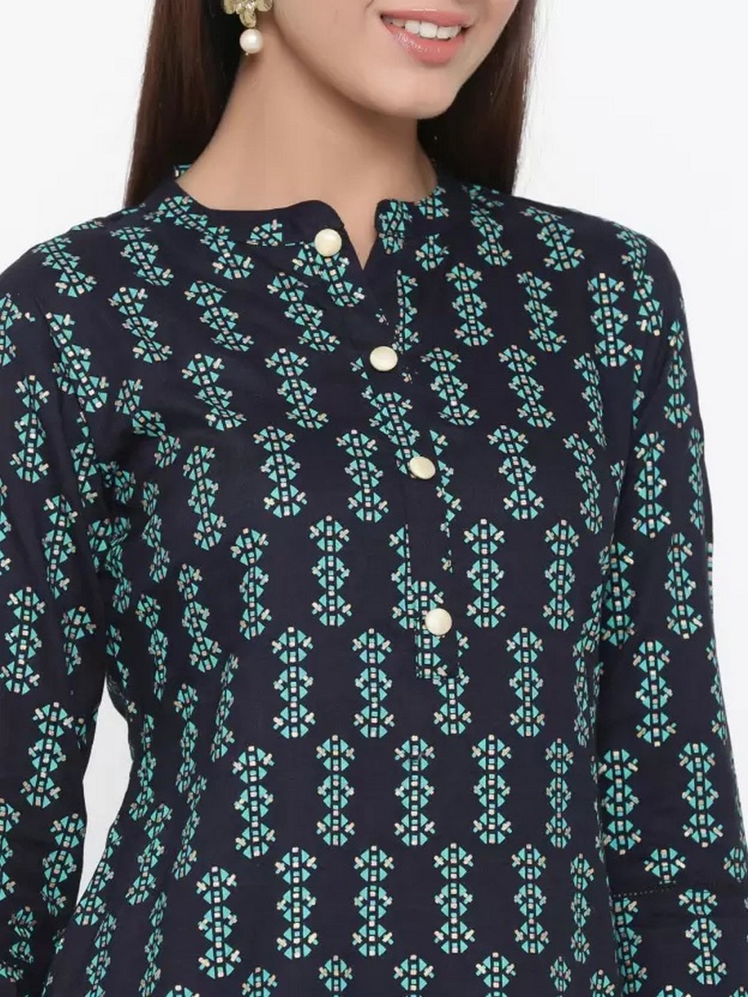 Rayon Straight Kurti (Navy Blue)