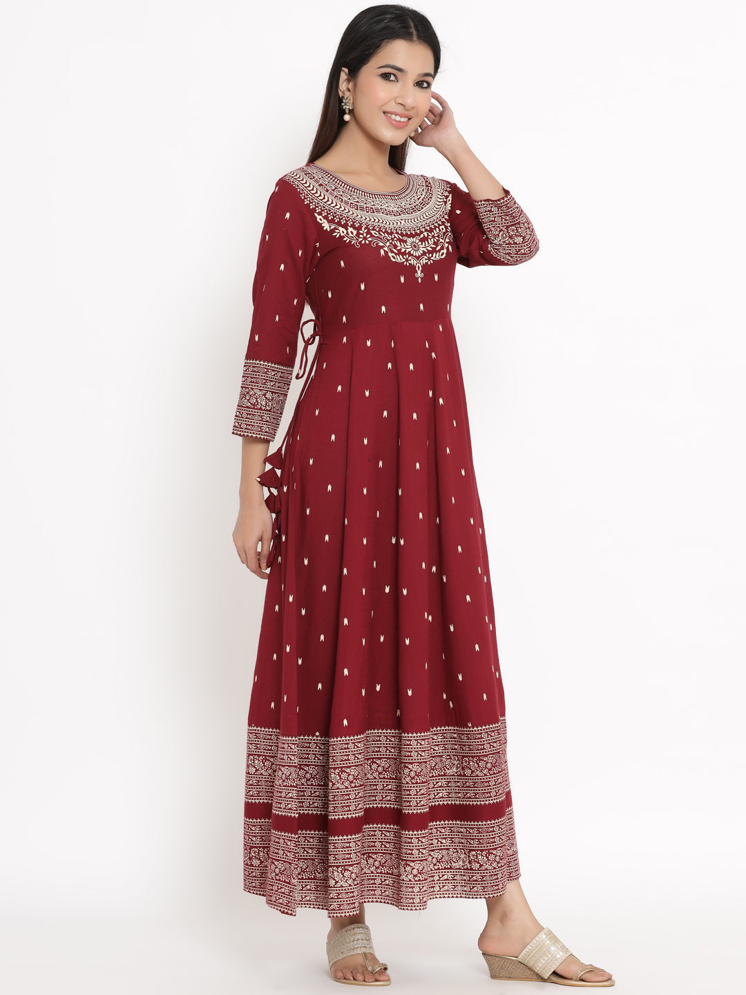 Rayon Floral Print Anarkali Kurta