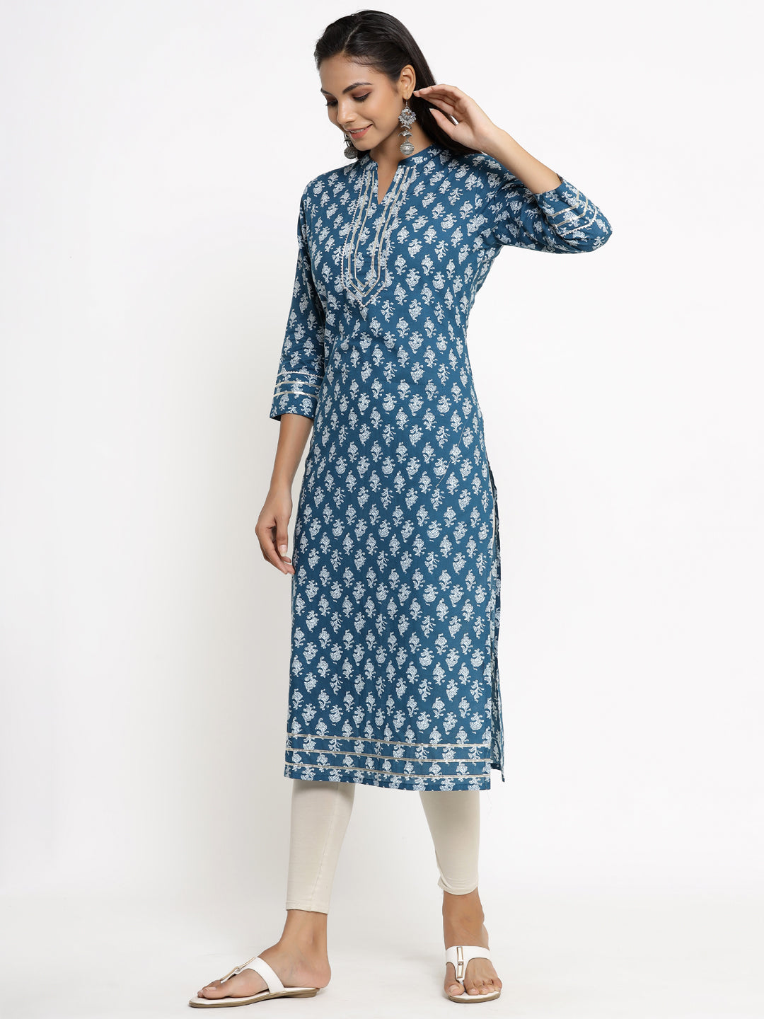 Cotton Block Print Straight Kurta