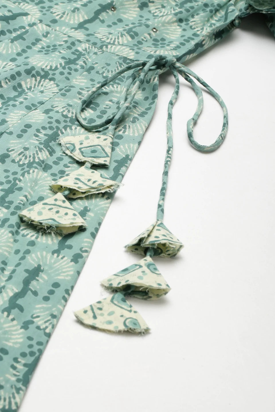 Cotton Mix Print Flared Kurta (Sky Blue)