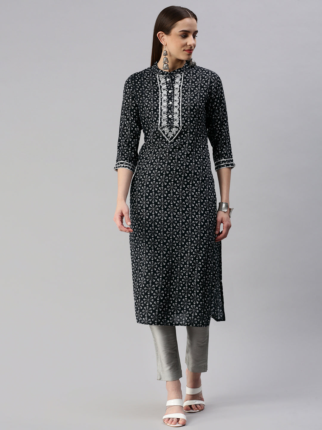 Rayon Printed Straight Kurta