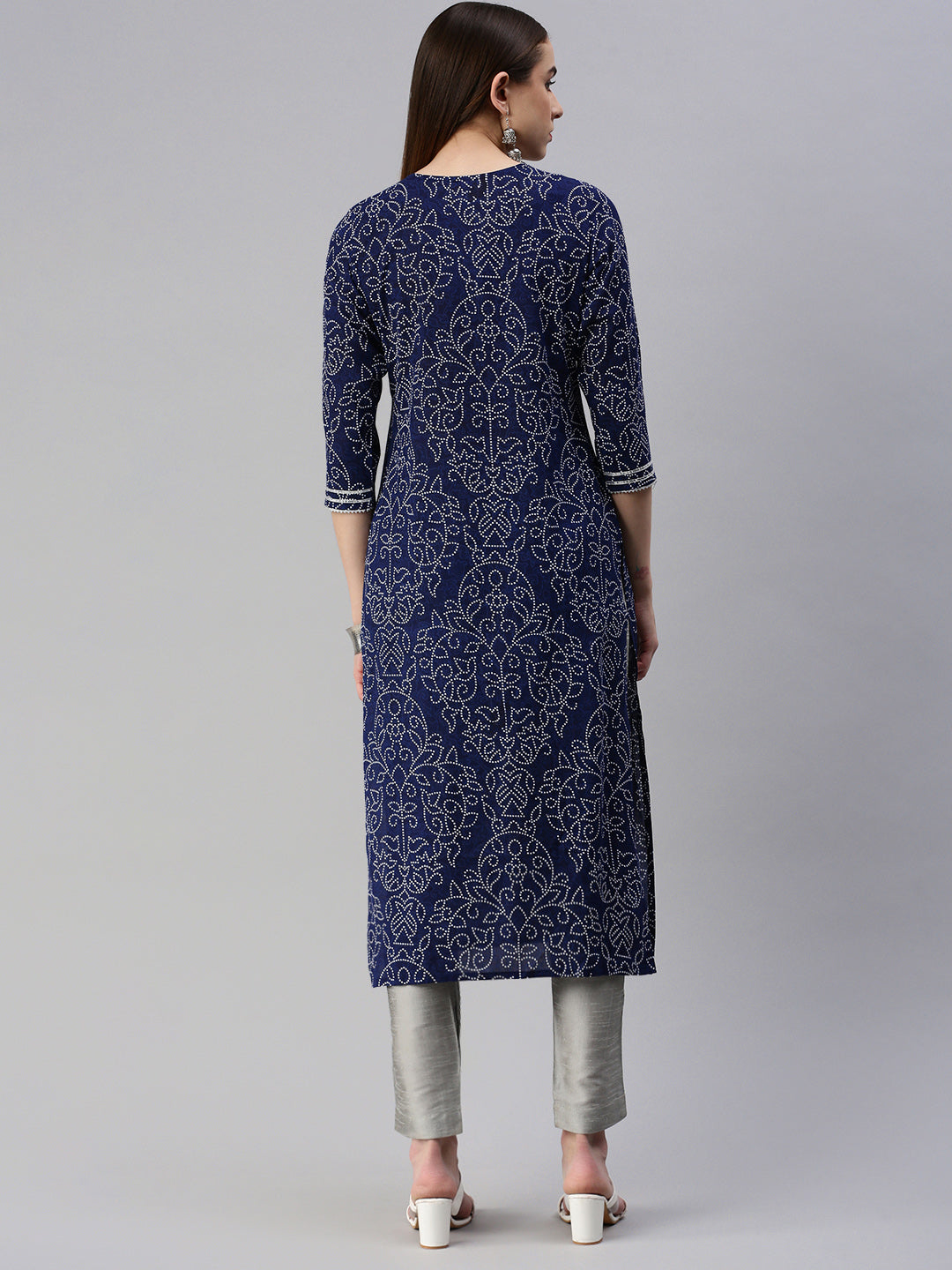 Rayon Bandhani Print Straight Kurta