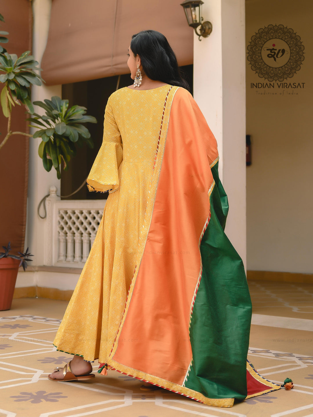 Medallion Yellow Anarkali Set