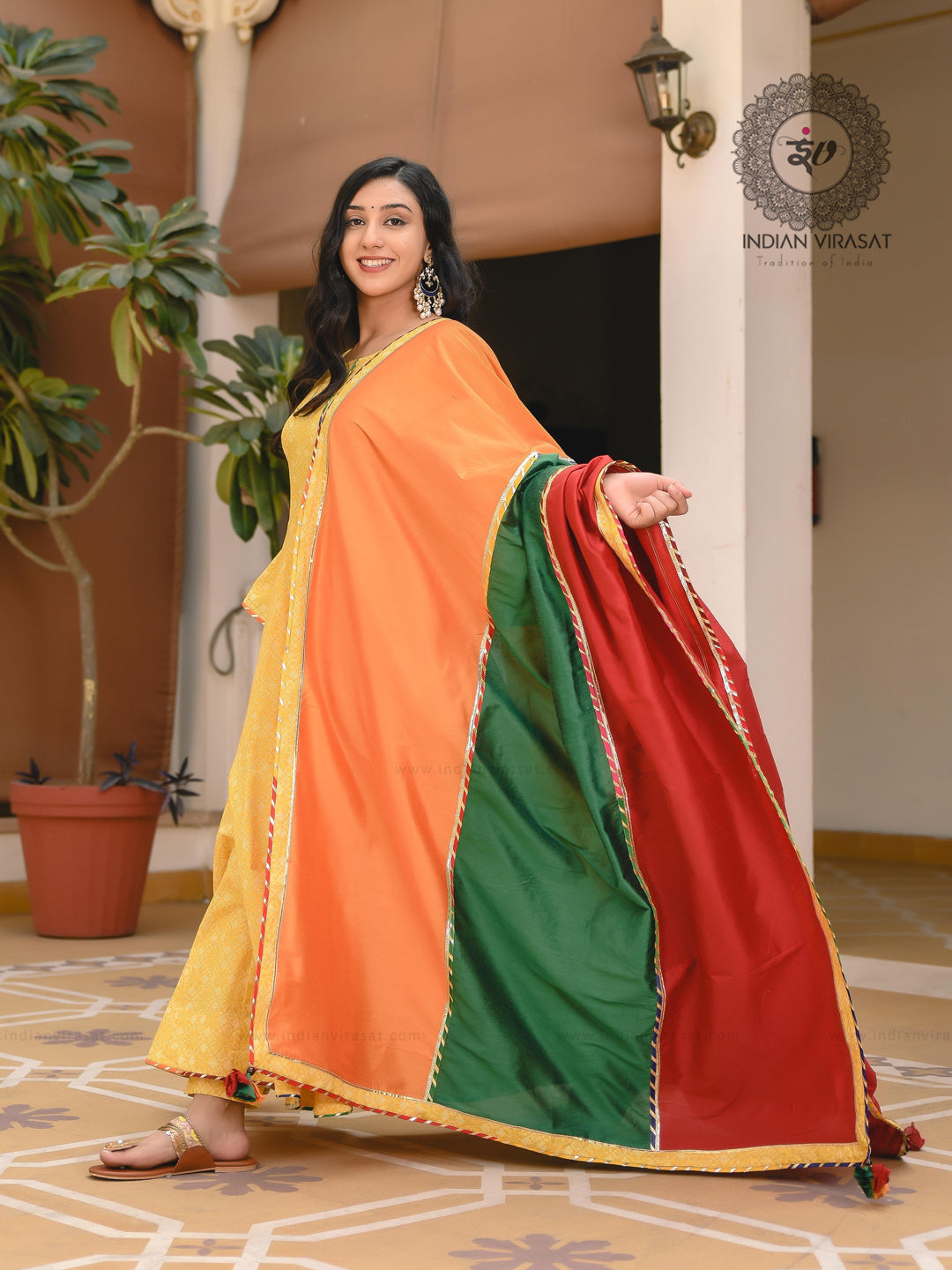 Medallion Yellow Anarkali Set