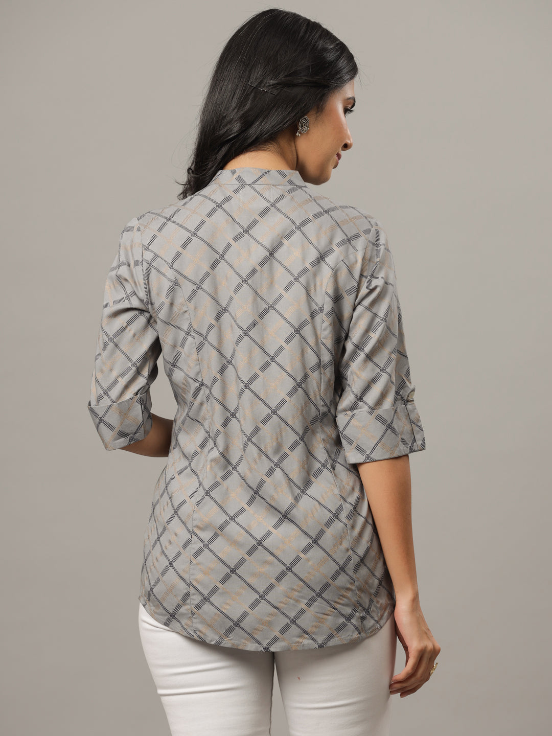 Grey Regular Fit Gold Print Casual Shirt