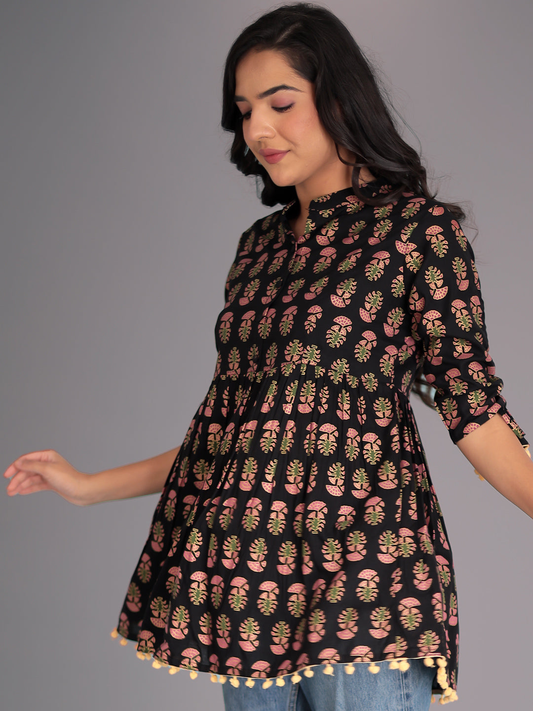 Women Black Printed Casual Top