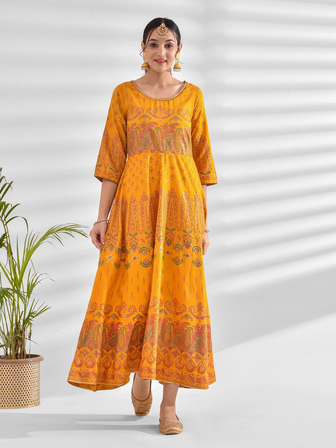 Flared Printed Silk Blend Dress