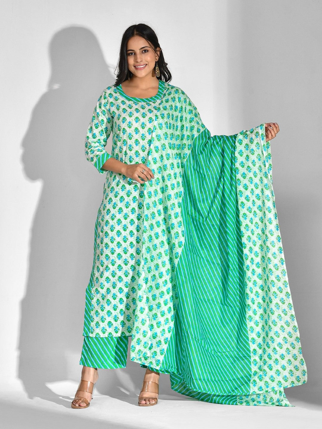 Pure Cotton Floral Round Neck Kurta Set