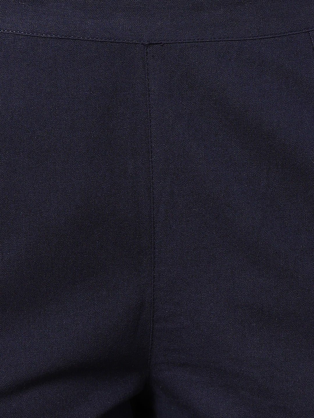 Blue Pure Cotton Solid Cigarette Trousers