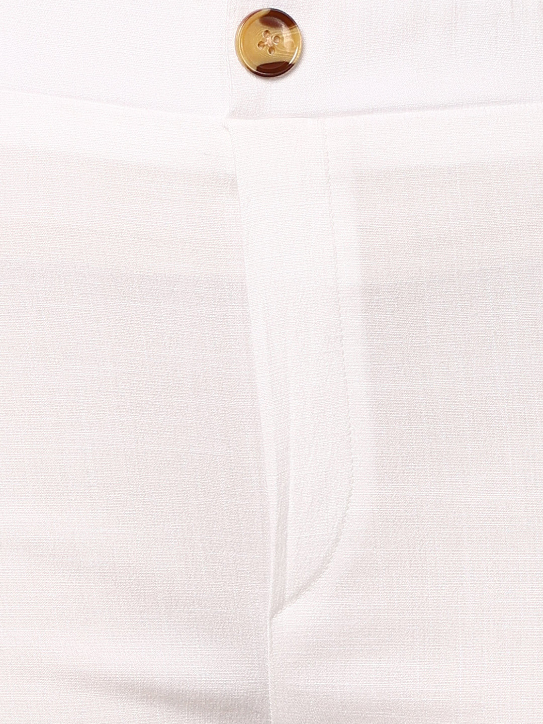 White Lycra Blend Solid Bootcut Trousers