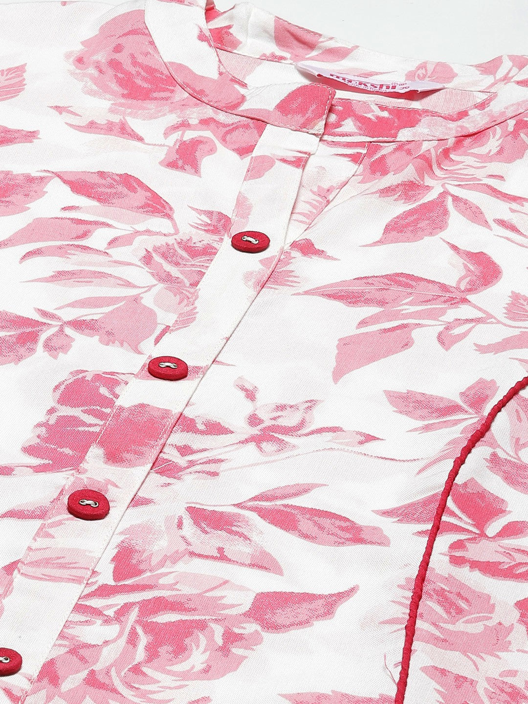 A-line Floral Print Viscose Rayon Kurta
