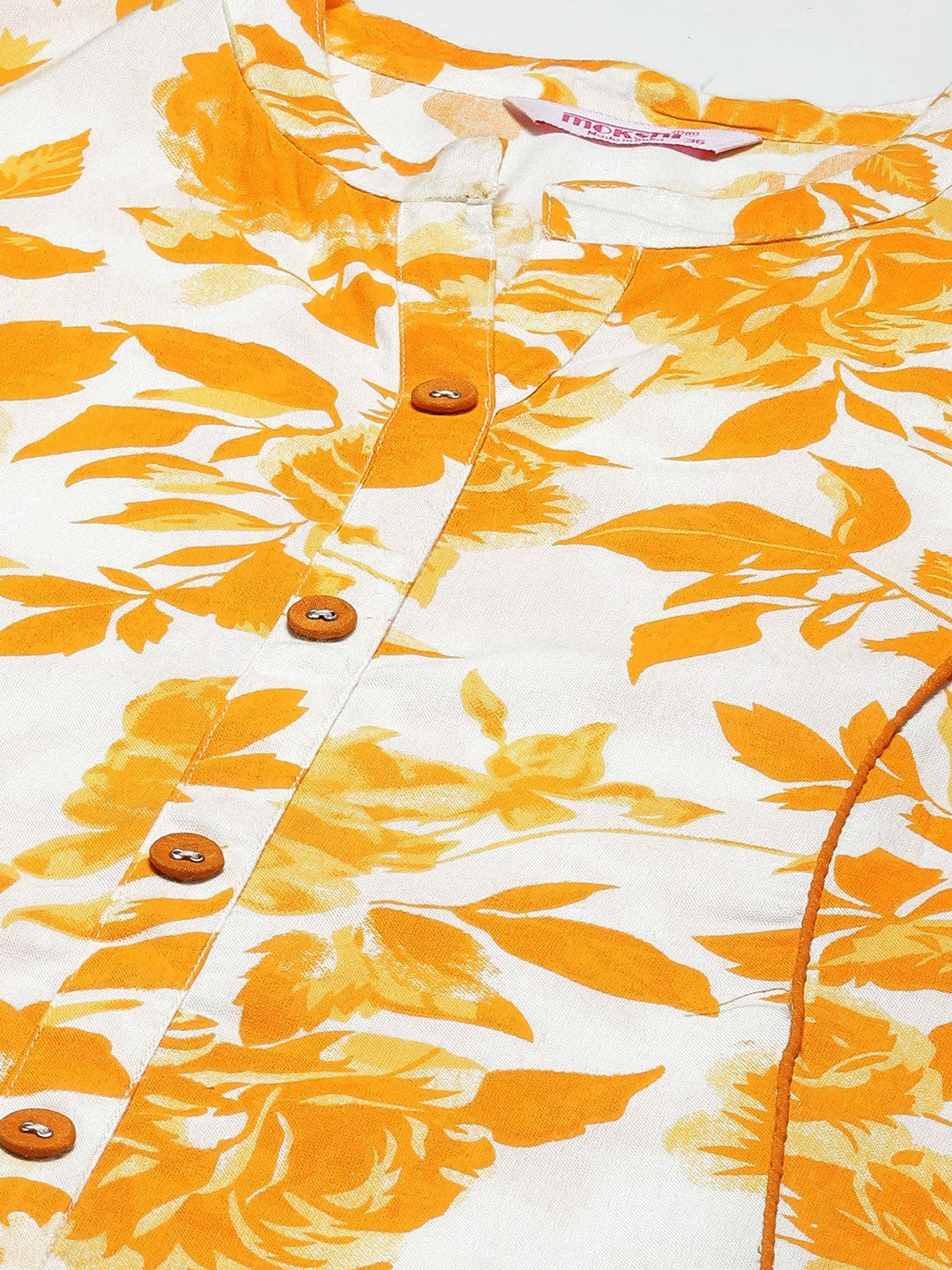 A-line Floral Print Viscose Rayon Kurta