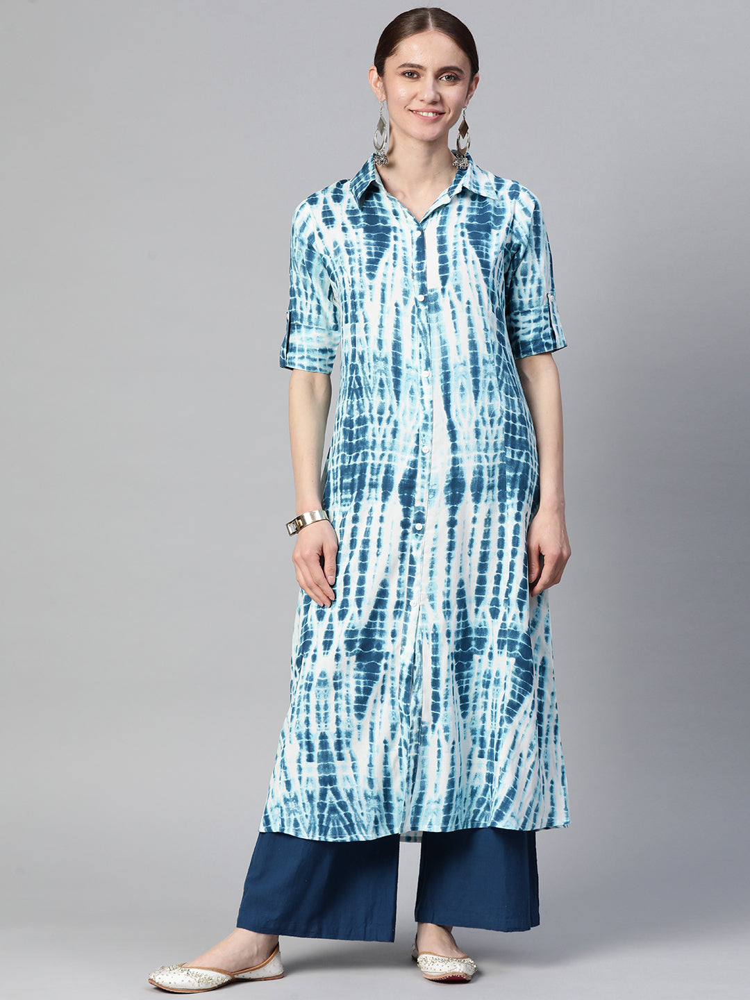 A-line Dyed/Ombre Viscose Rayon Kurta
