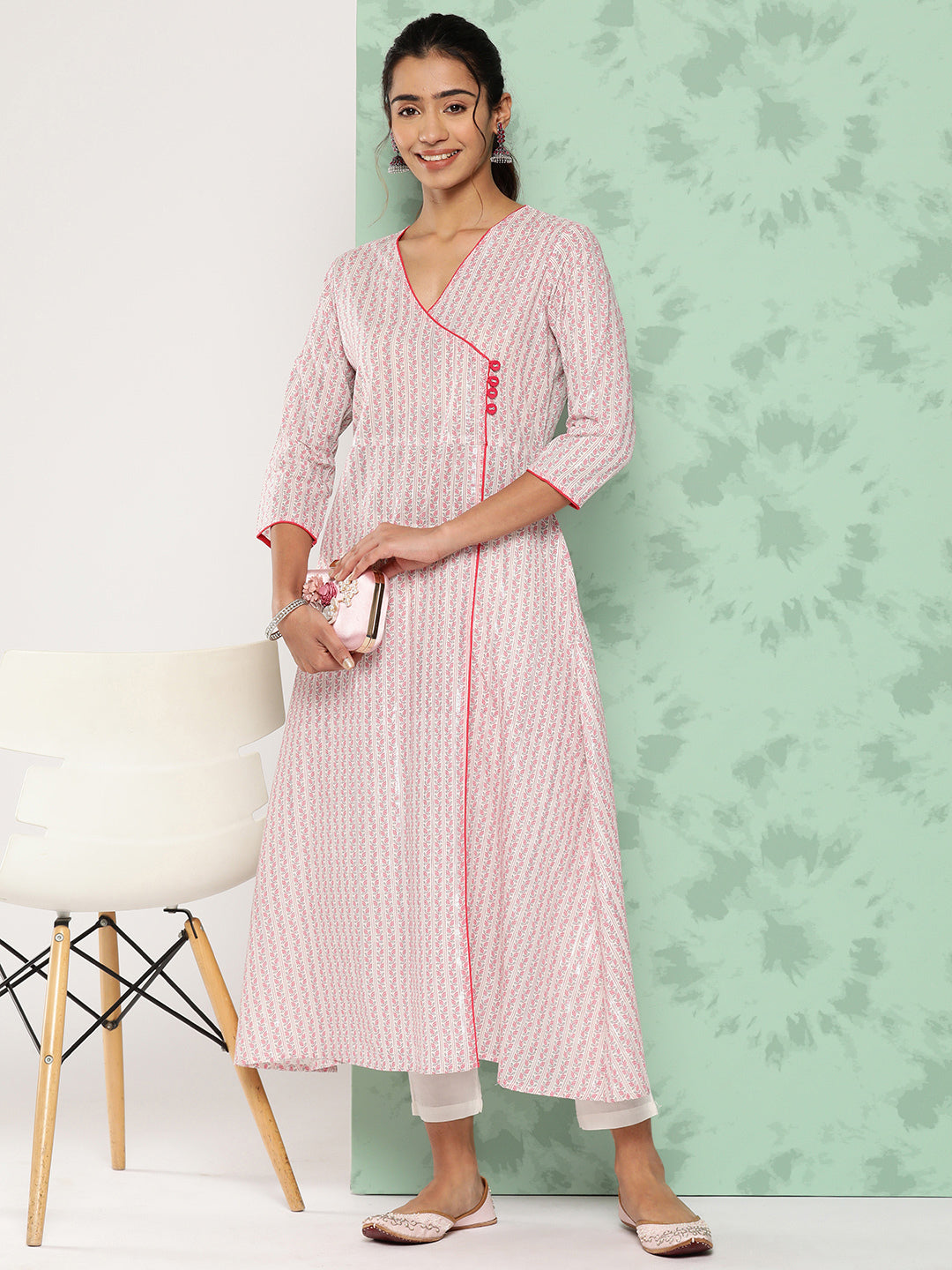 A-line Floral Print Pure Cotton Kurta