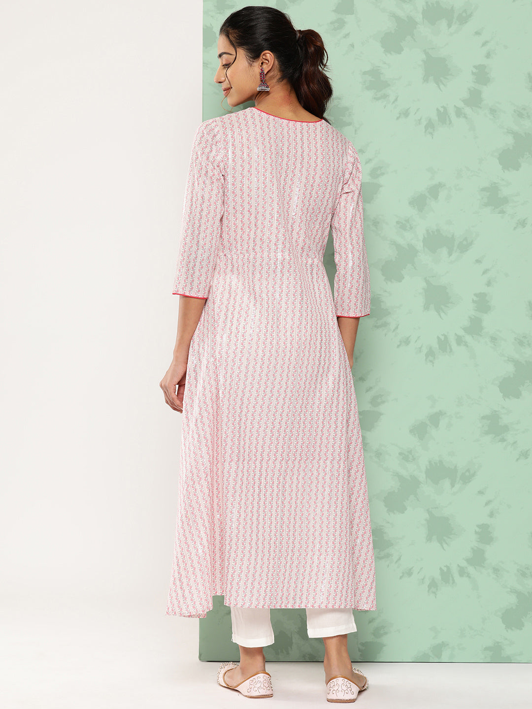 A-line Floral Print Pure Cotton Kurta