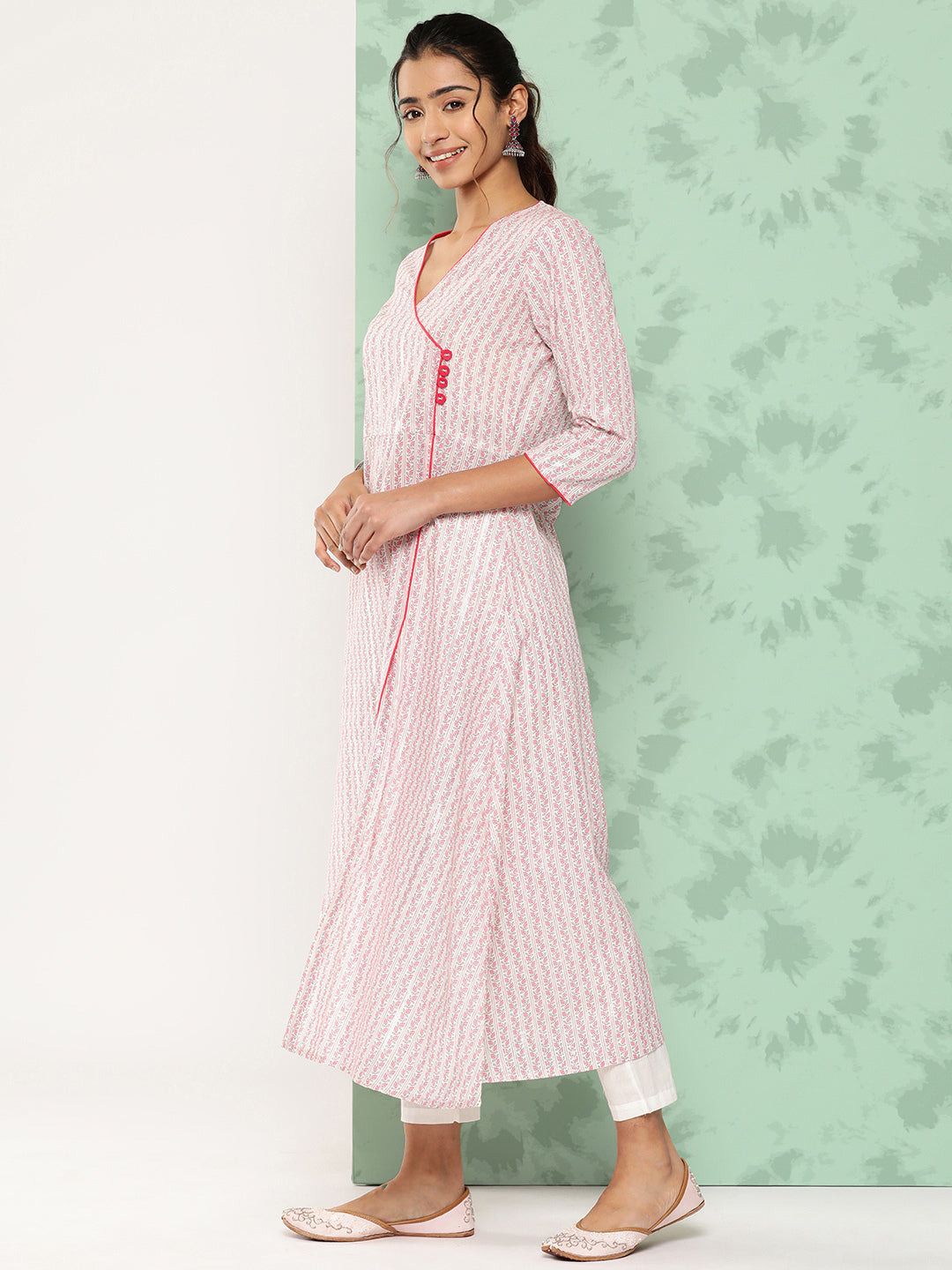 A-line Floral Print Pure Cotton Kurta