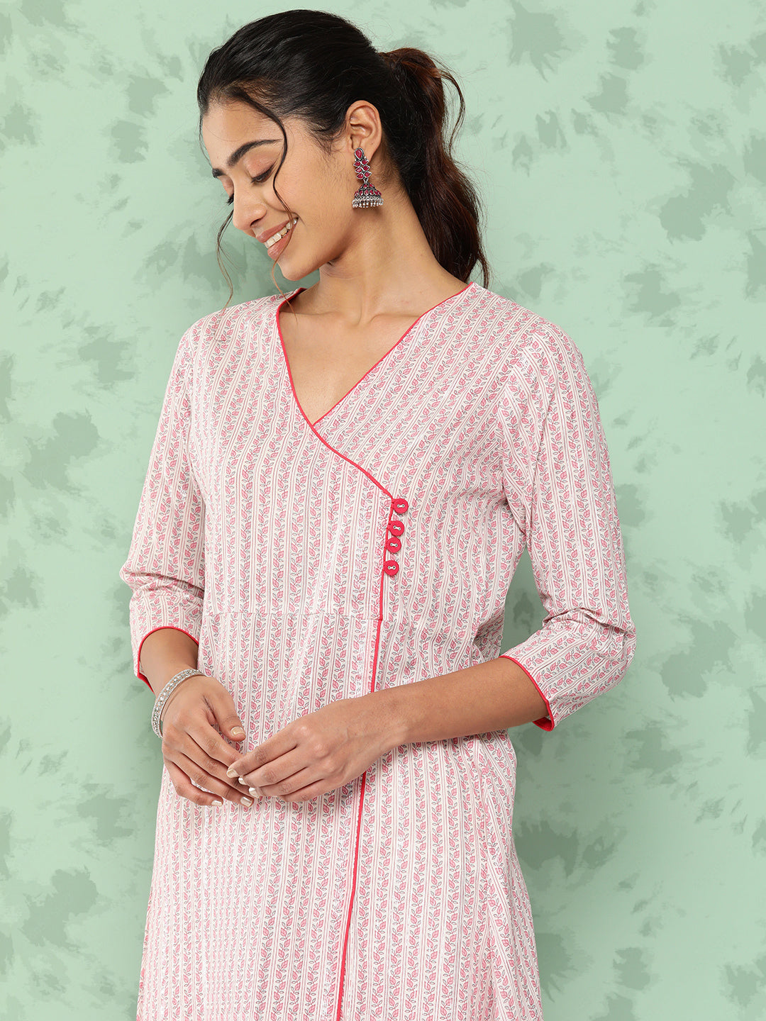 A-line Floral Print Pure Cotton Kurta
