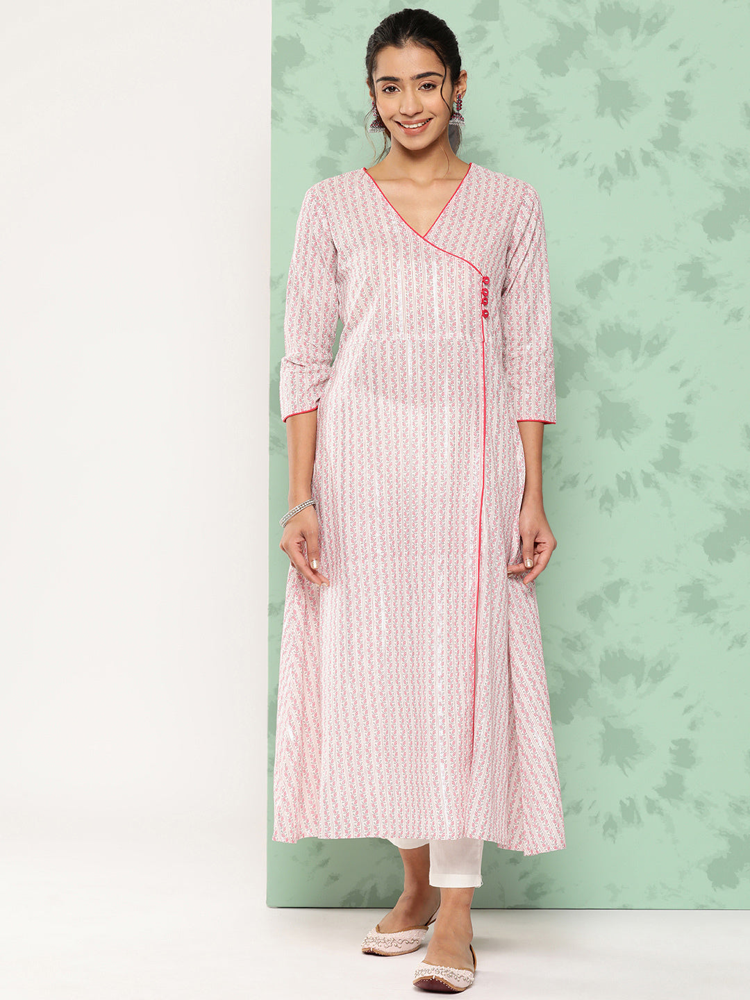A-line Floral Print Pure Cotton Kurta