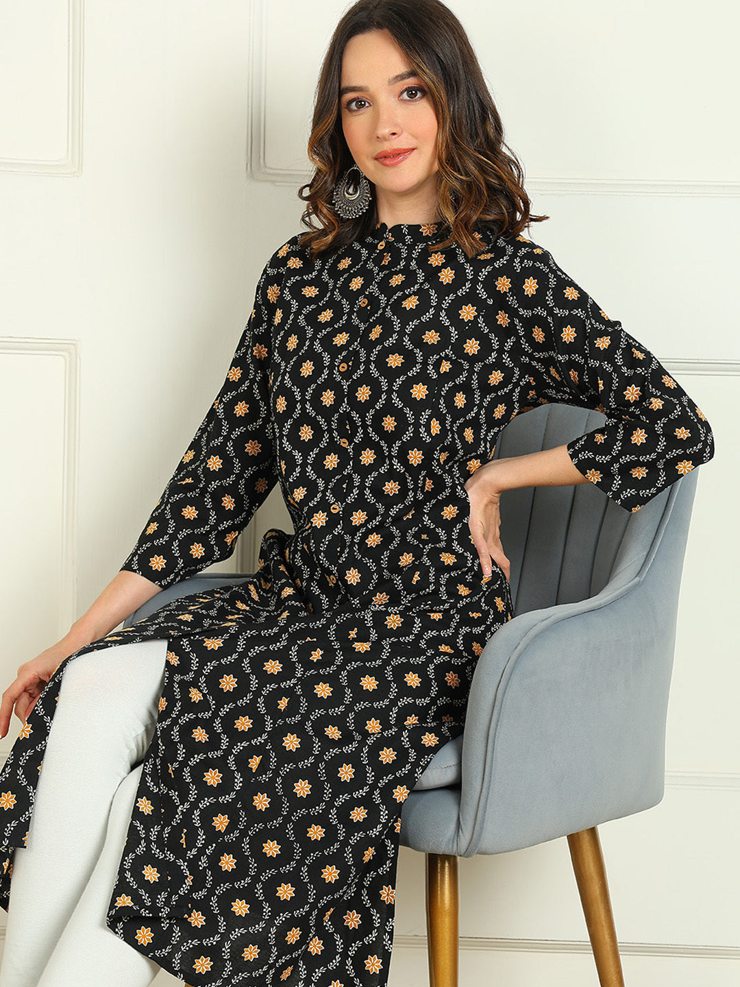 A-line Printed Pure Cotton Kurta