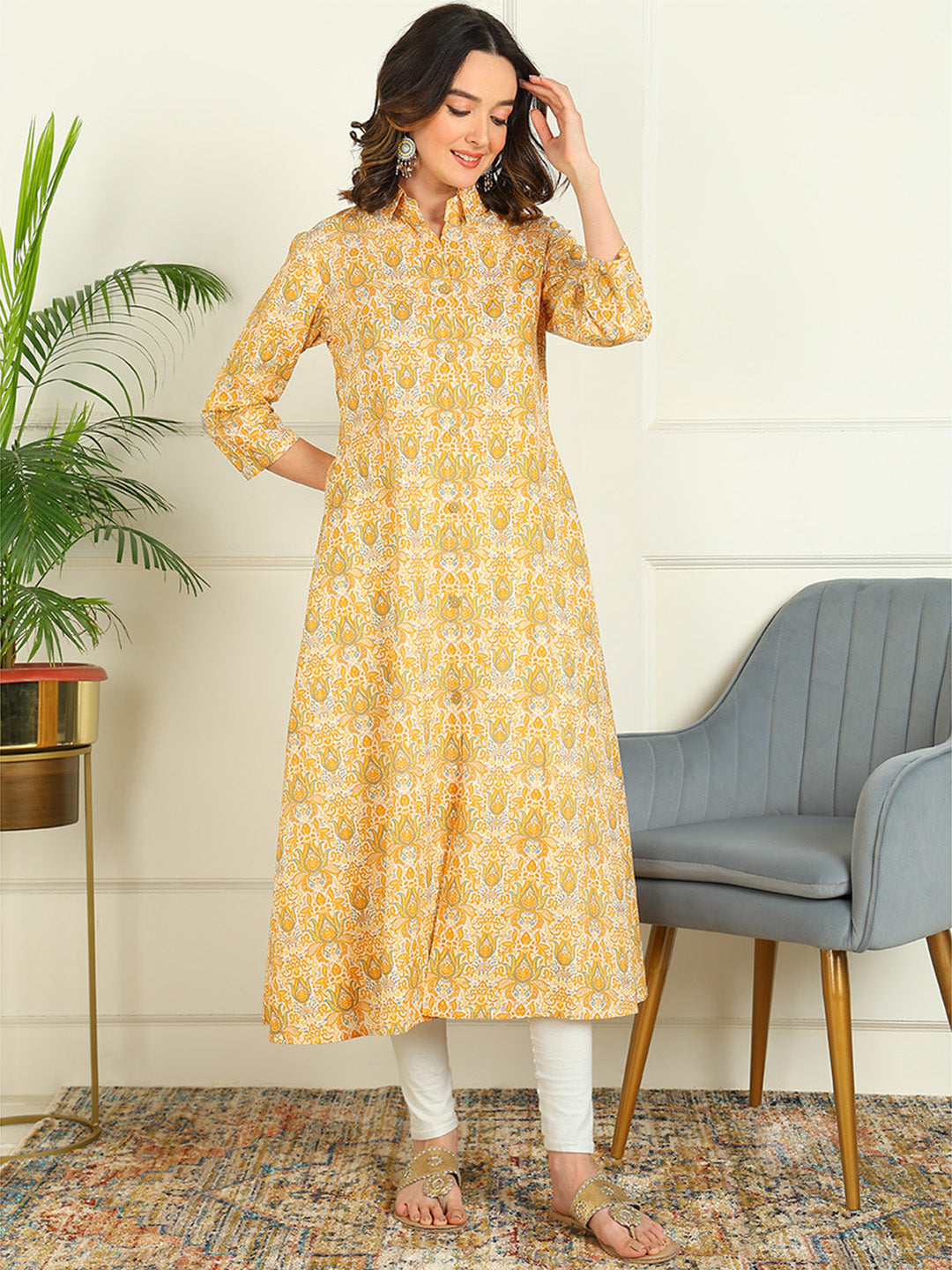 A-line Printed Pure Cotton Kurta