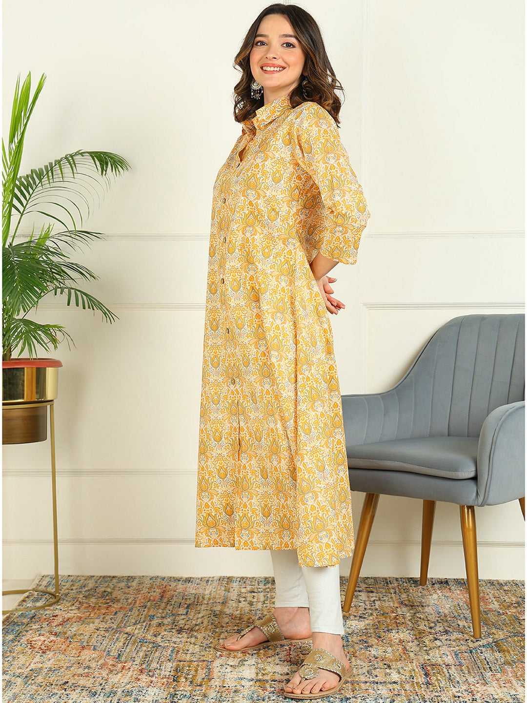 A-line Printed Pure Cotton Kurta