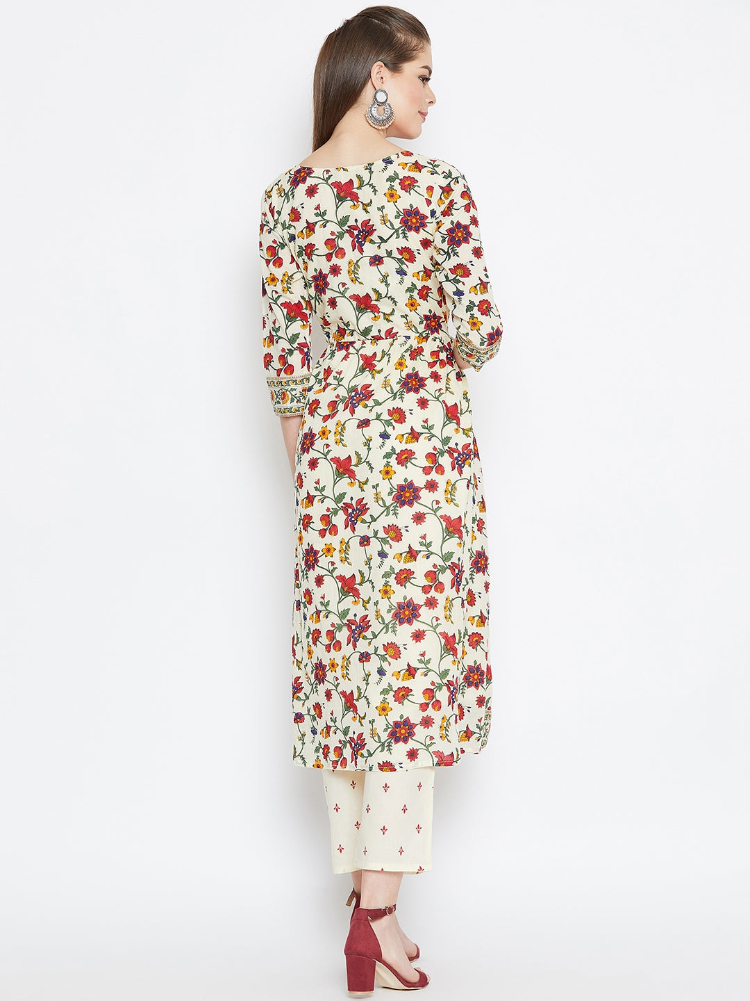 Printed Long A-line Cotton Kurta Set
