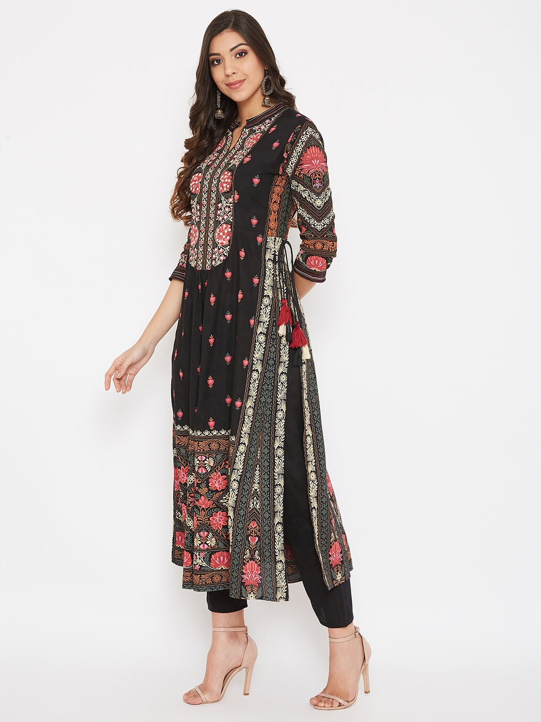 Printed Long Straight Rayon kurta Set