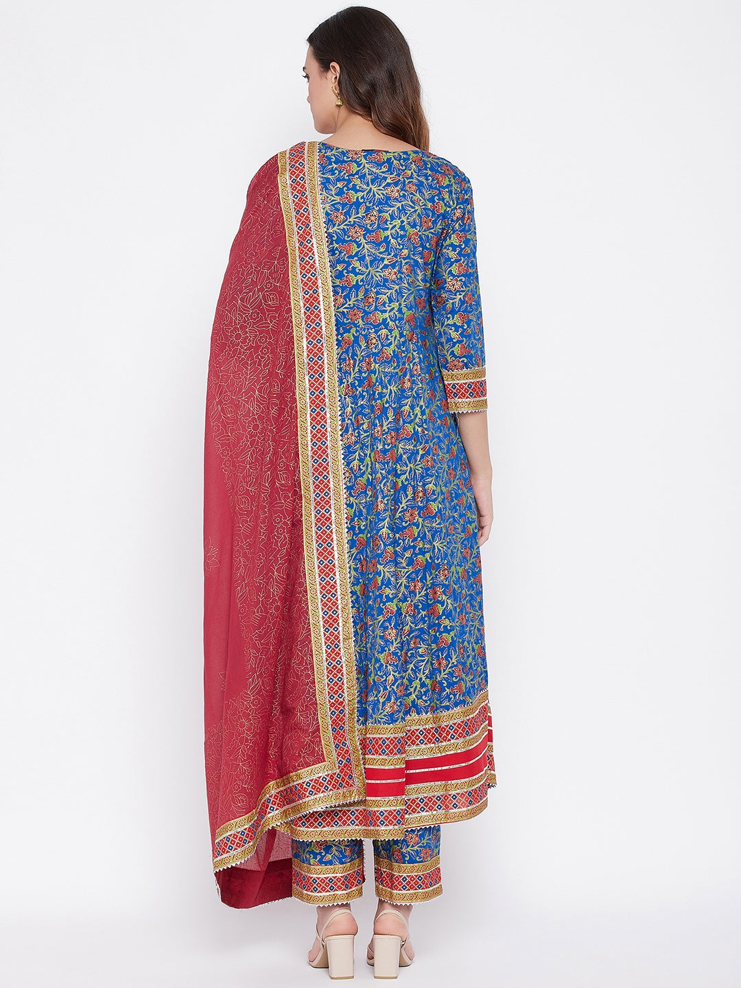 Printed Long Straight Rayon Kurta Bottom With Dupatta