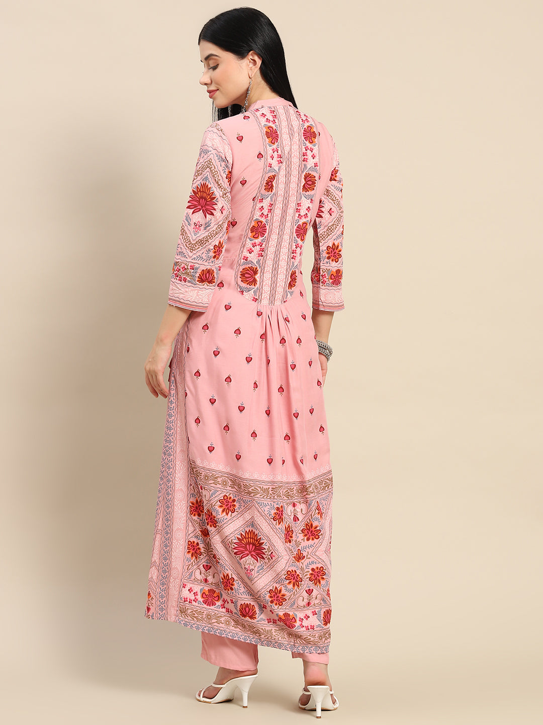 Printed Long Straight Rayon Kurta Set