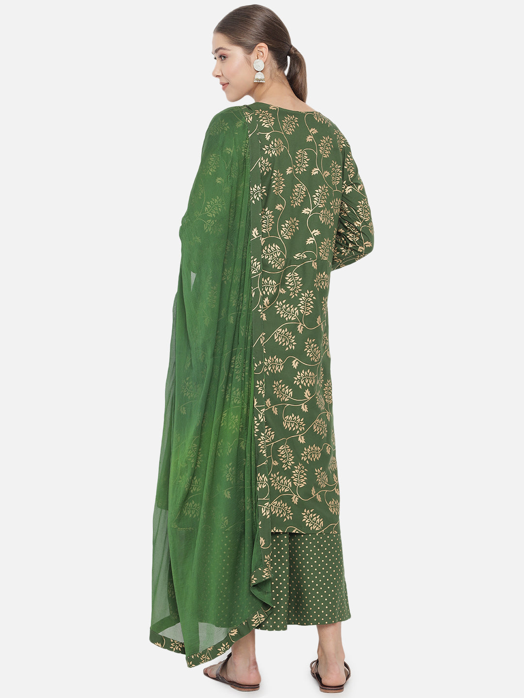 Printed Long A-line Rayon kurta Set