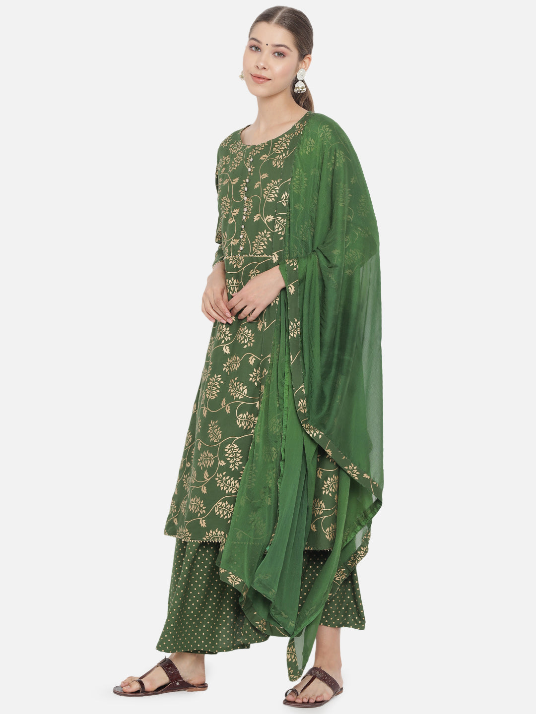 Printed Long A-line Rayon kurta Set