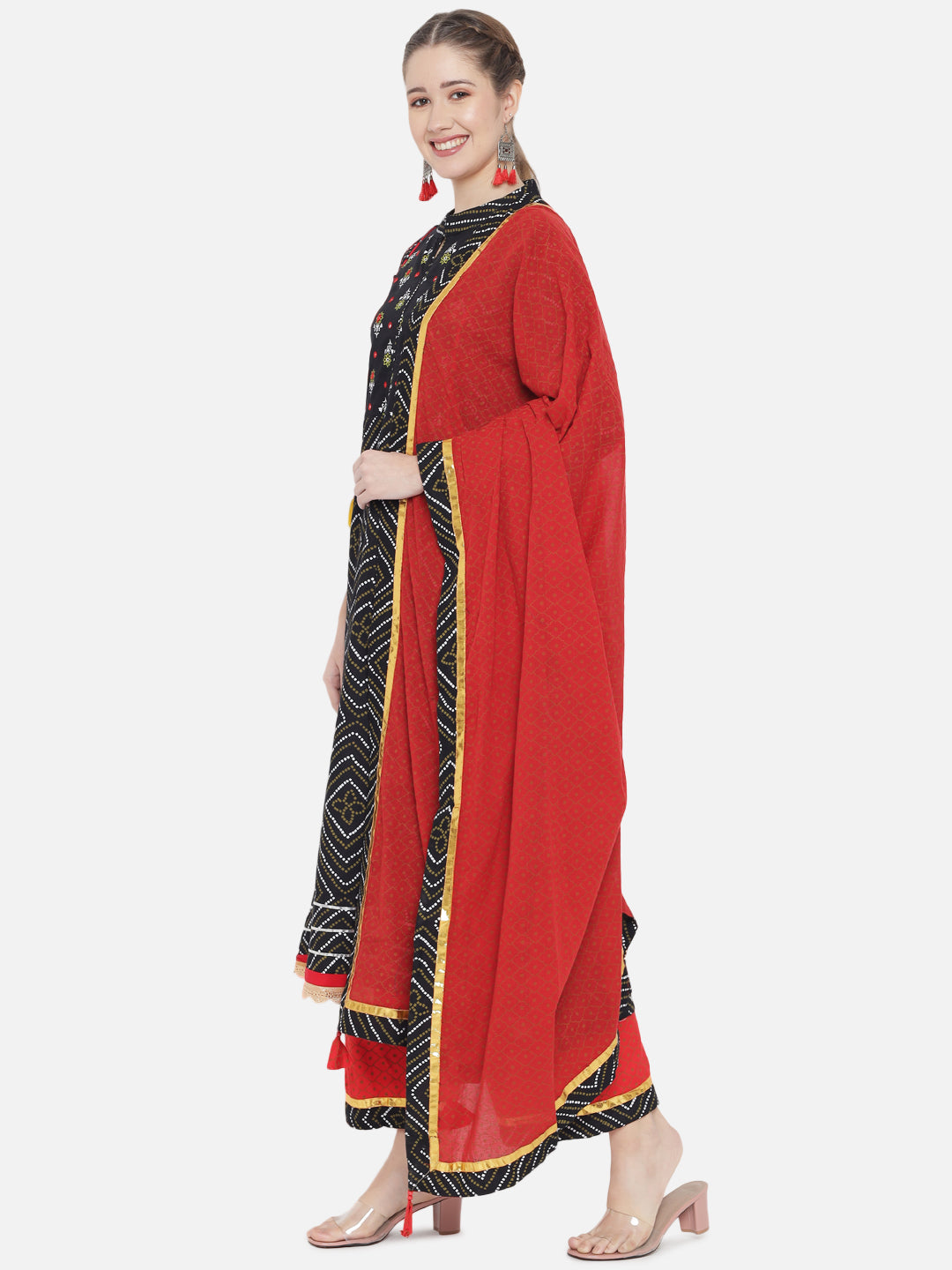 Embroidered Long A-line Rayon kurta Set