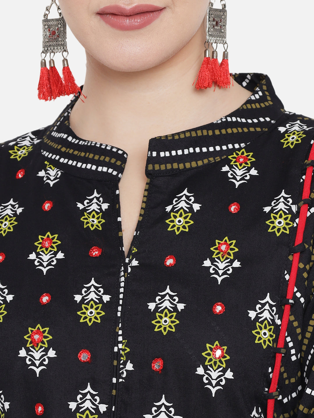 Embroidered Long A-line Rayon kurta Set