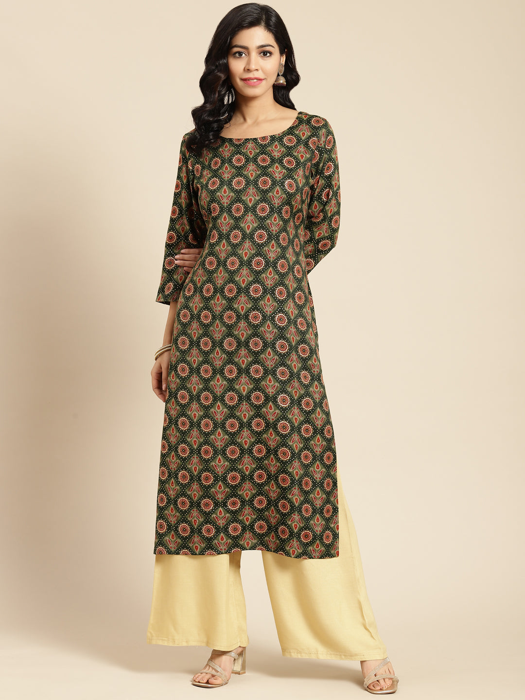 Printed Long Straight Rayon kurta Set