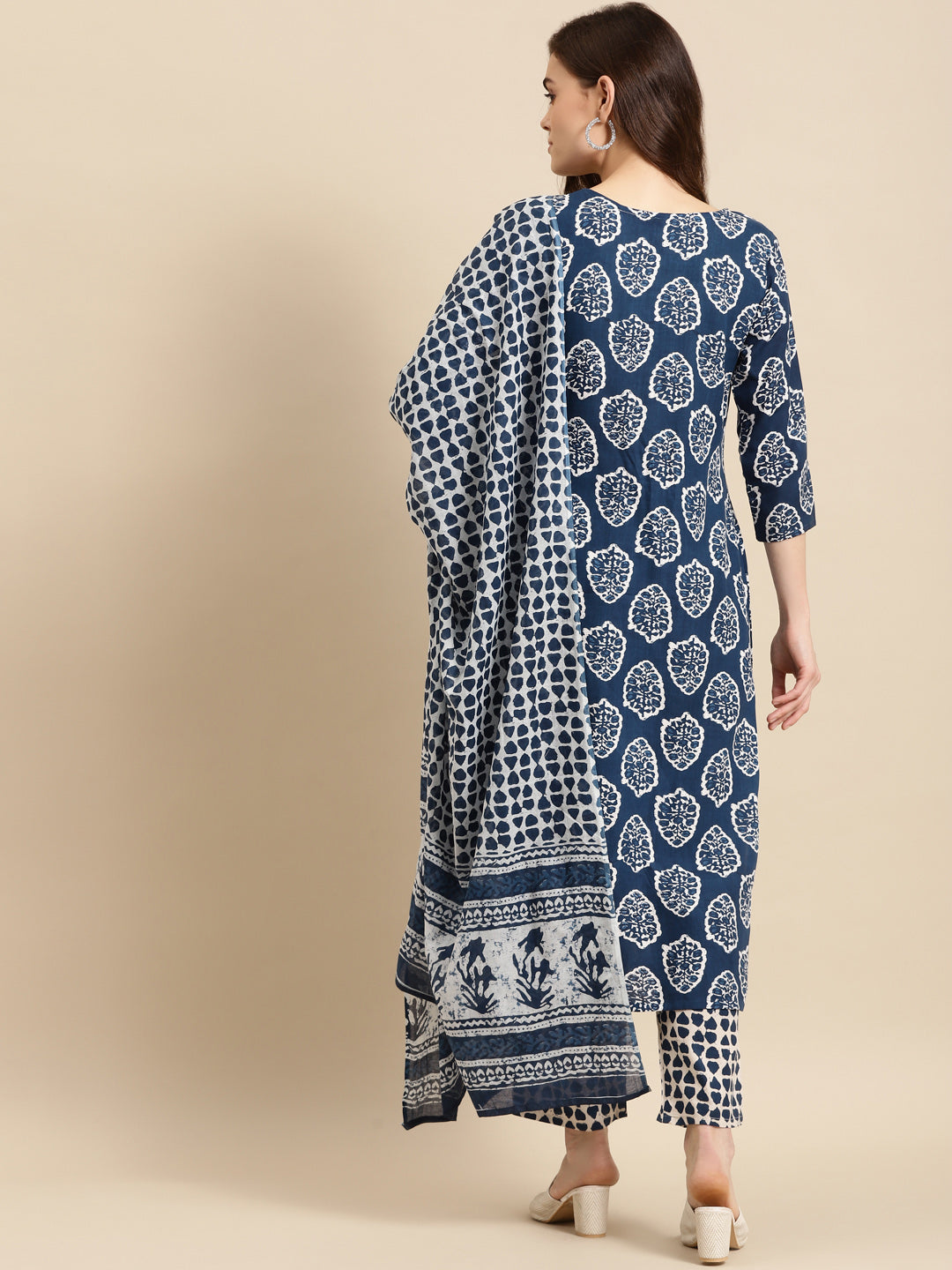 Printed Long Straight Cotton Blend kurta Bottom With Dupatta