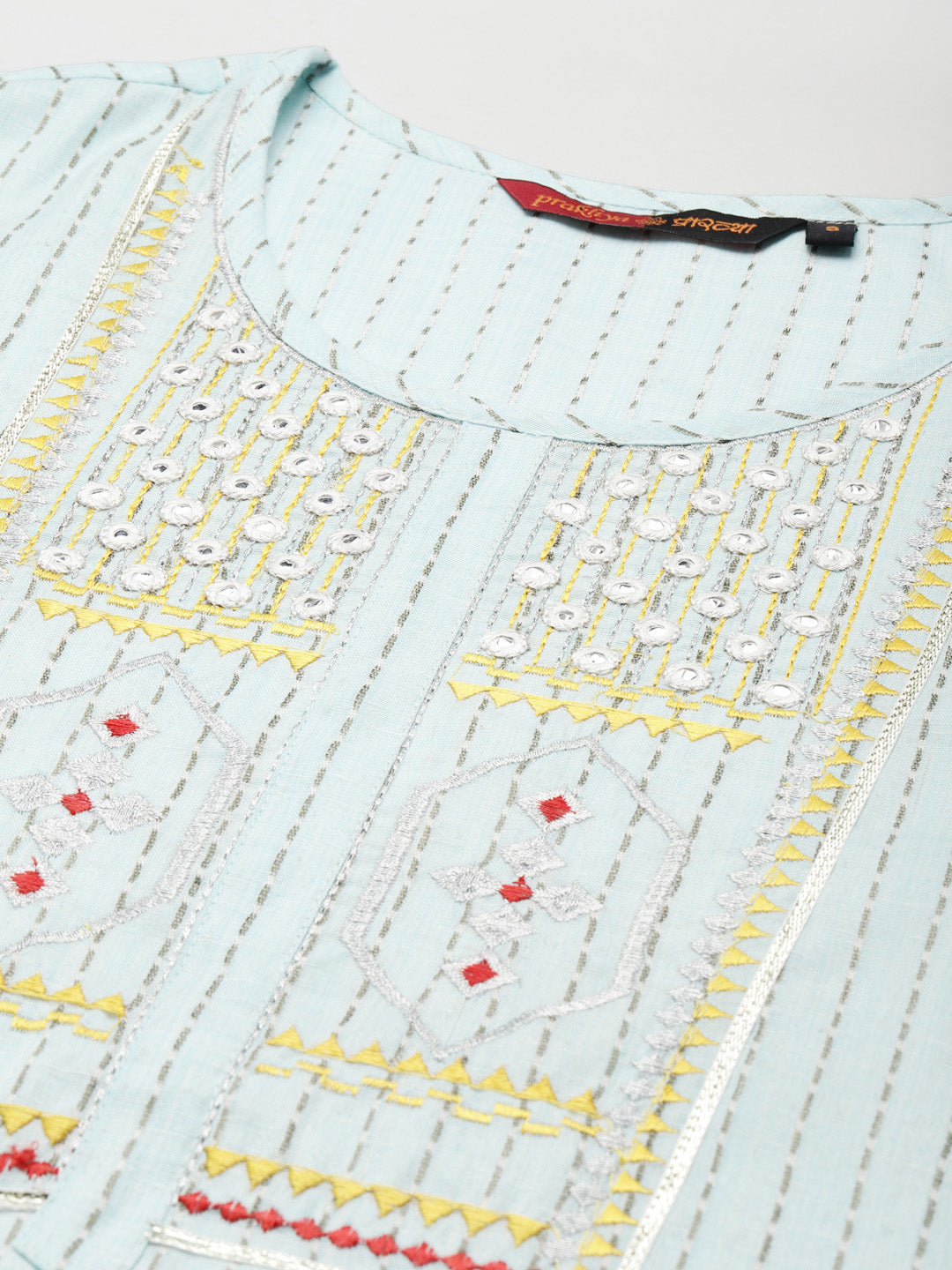 Embroidered Long Straight Cotton Blend Kurta Bottom With Dupatta