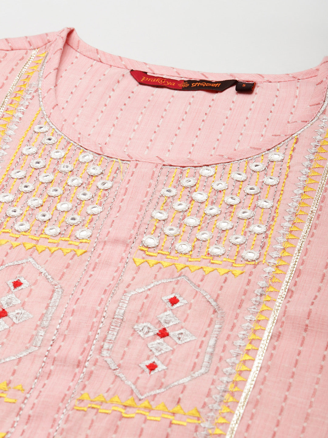 Embroidered Long Straight Cotton Blend Kurta Bottom With Dupatta