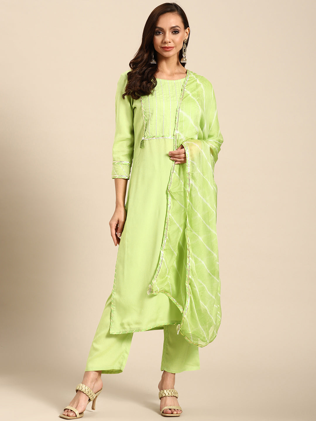Printed Long Straight Rayon Kurta Set